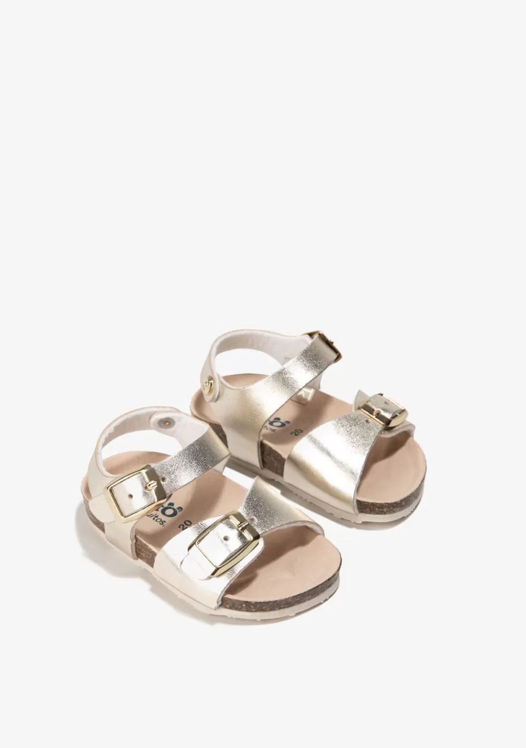 Hot Sandalias De Bebé Bio Metalizado Platino Sandalias