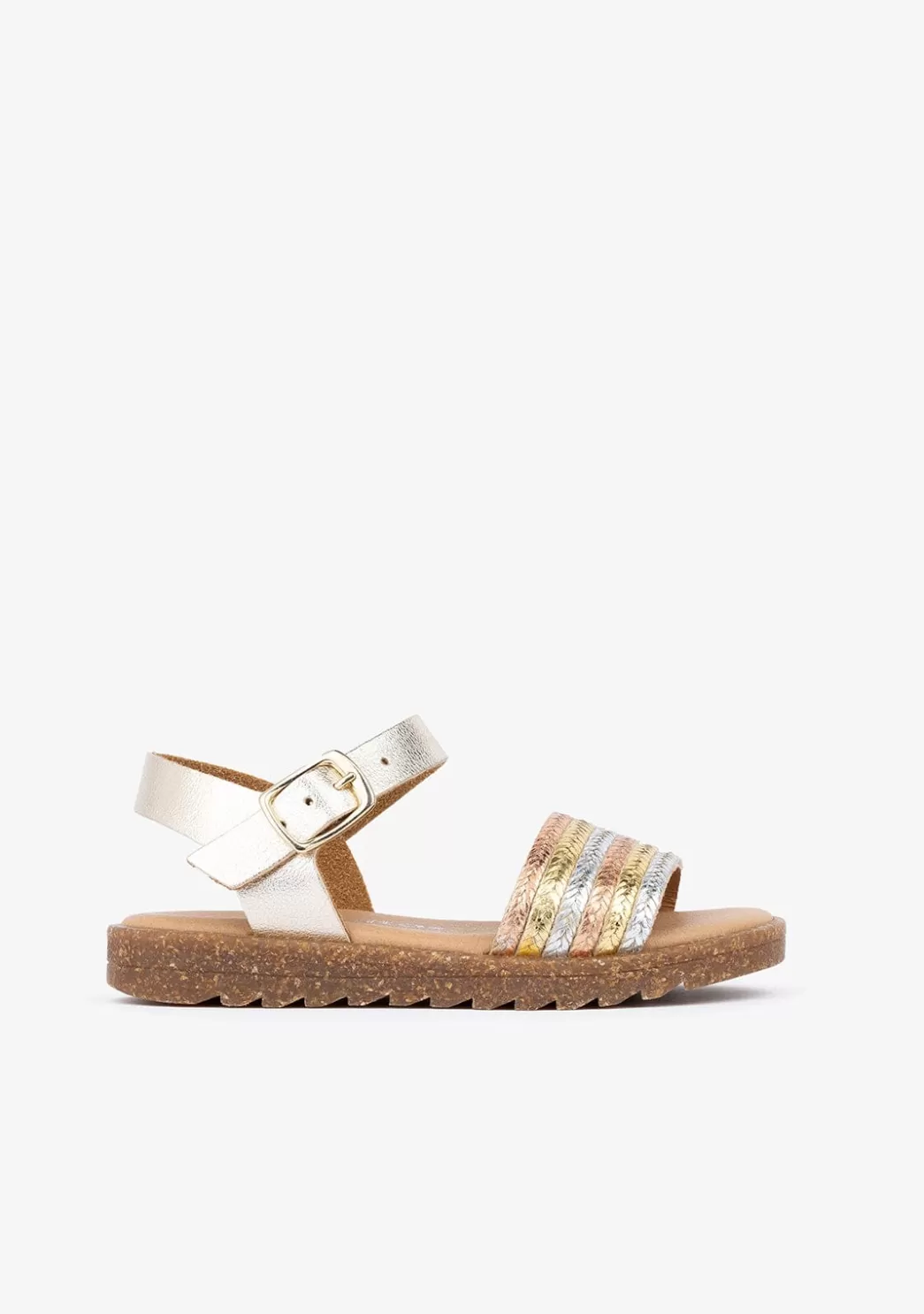 Shop Sandalias De Niña Metalizado Piel Multicolor Sandalias