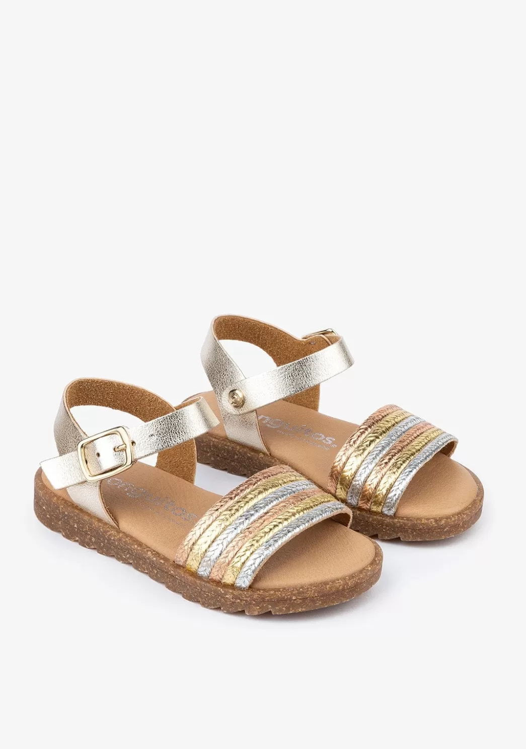 Shop Sandalias De Niña Metalizado Piel Multicolor Sandalias