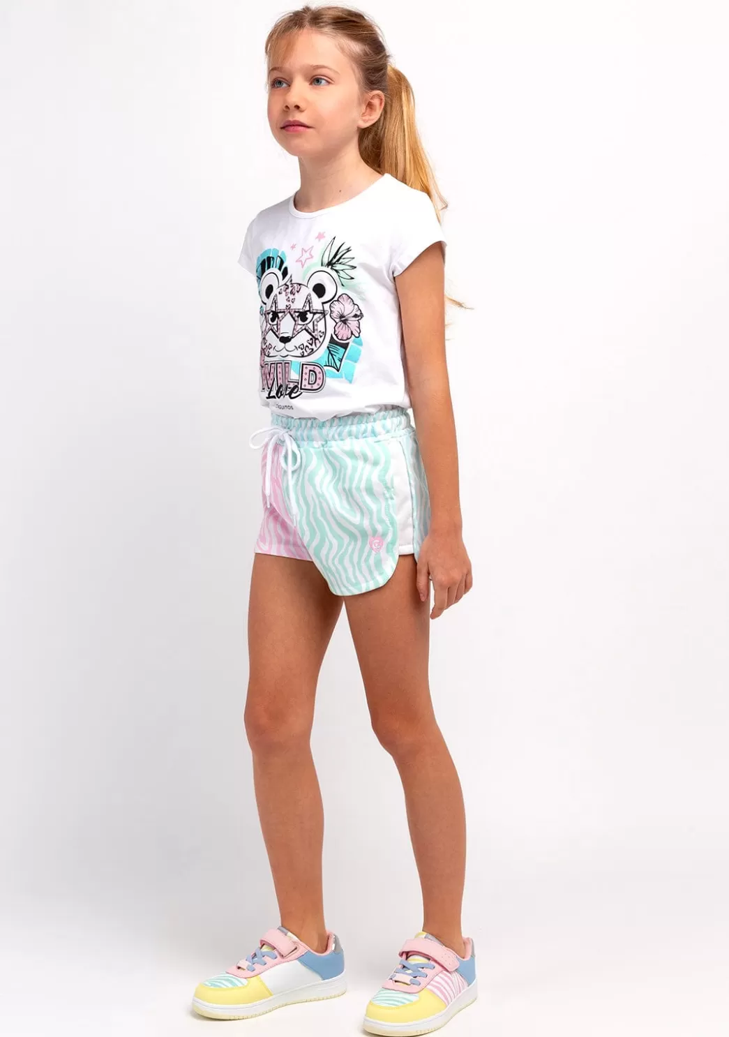 Fashion Short Niña Felpa Estampado Cebra Multicolor Shorts