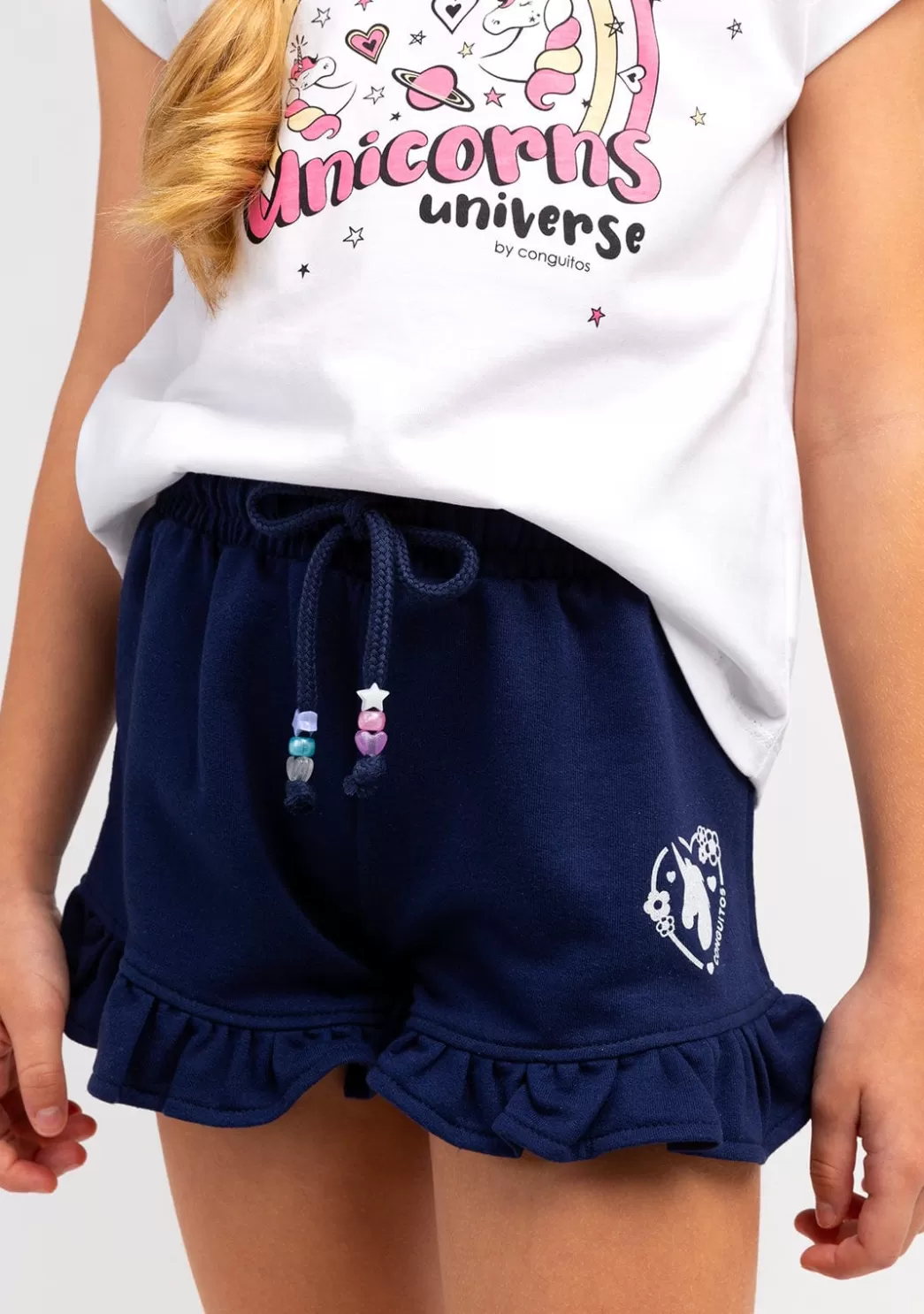 Flash Sale Short Niña Felpa Unicornio Azul Marino Shorts
