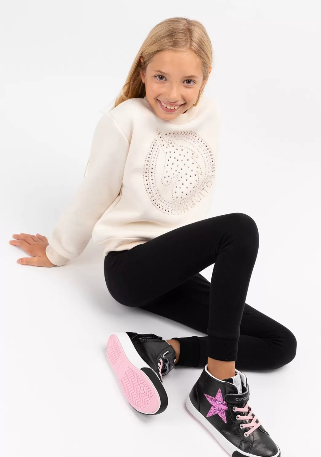 sudadera_de_nia_unicornio_strass_beige_3.webp Online Sudadera De Niña Unicornio Strass Beige Sudaderas