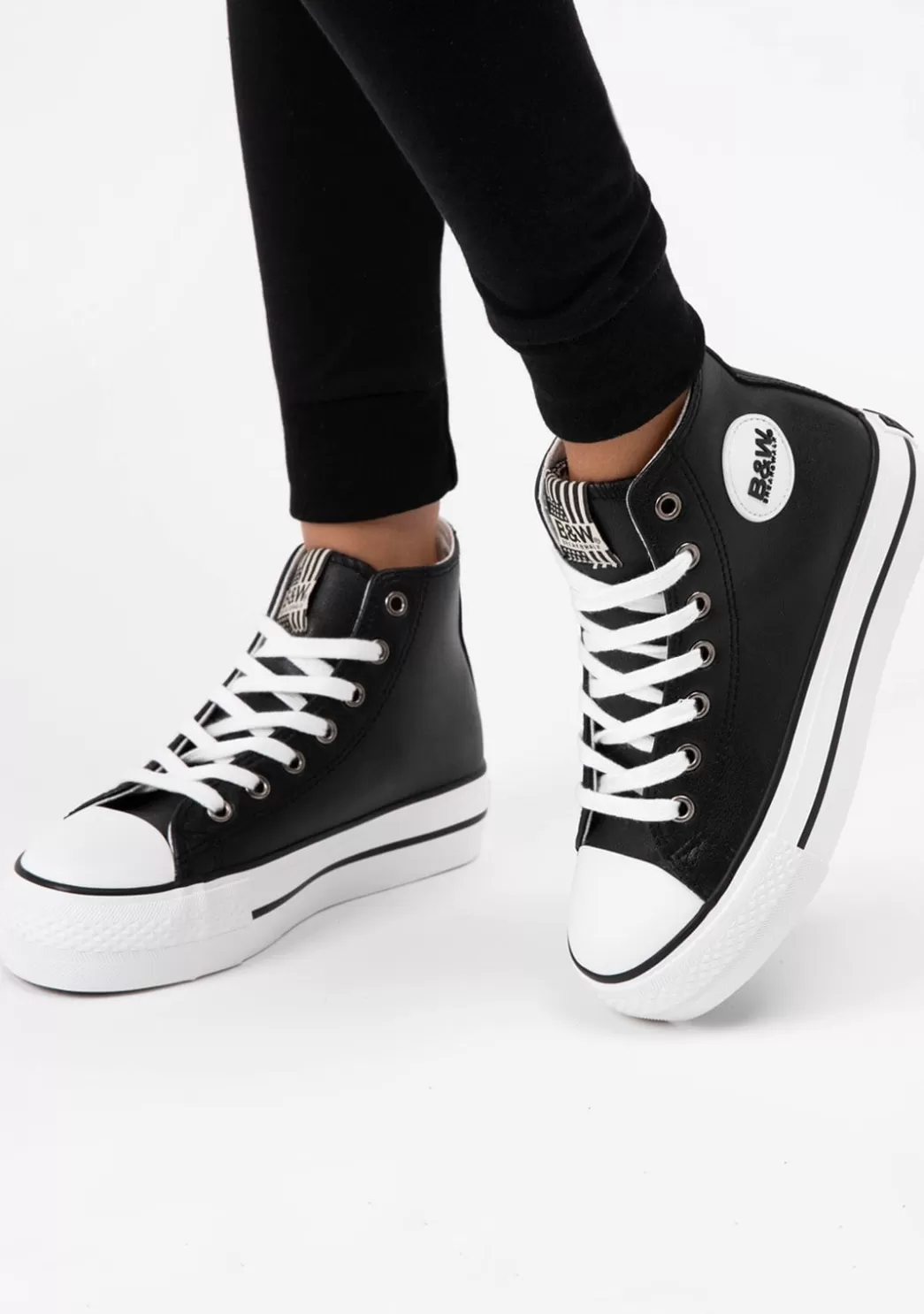 unisex_black_logo_hitop_sneakers_napa_bw_4.webp New Unisex Black Logo Hi-Top Sneakers Napa B&W Zapatillas | Zapatillas
