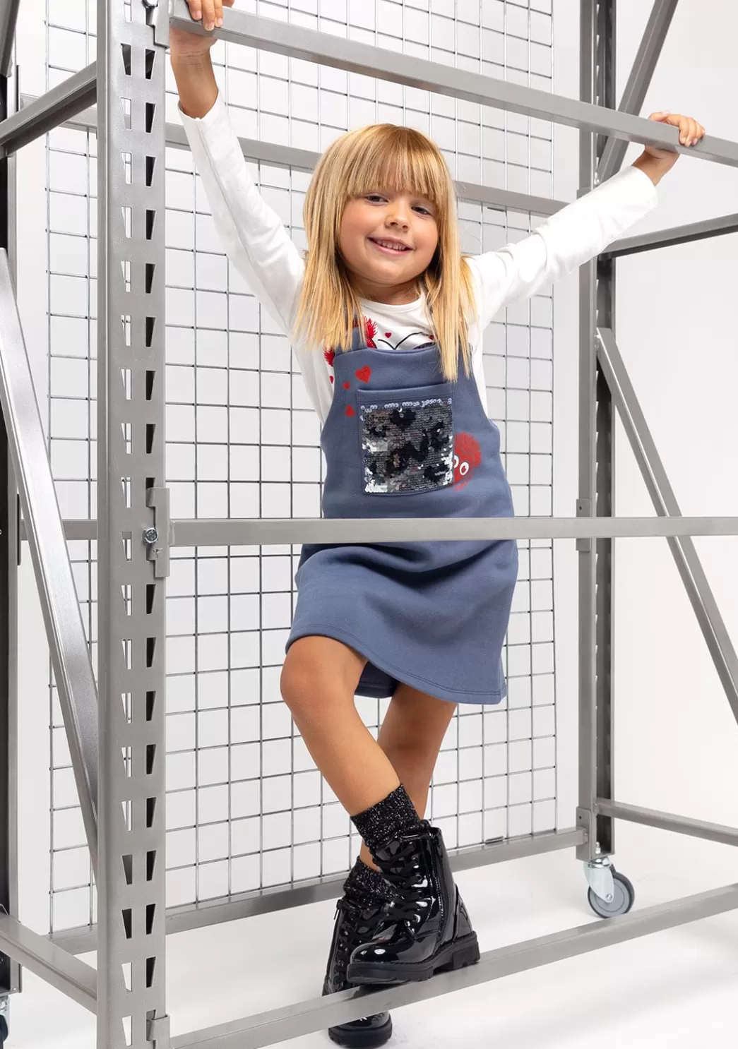 Discount Vestido De Niña Pichi Lentejuelas Corazón Gris Vestidos Sudadera | Vestidos