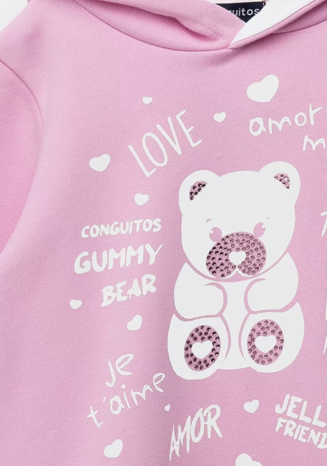 vestido_nia_capucha_osito_pedrera_rosa_5.webp Cheap Vestido Niña Capucha Osito Pedrería Rosa Vestidos Sudadera | Vestidos