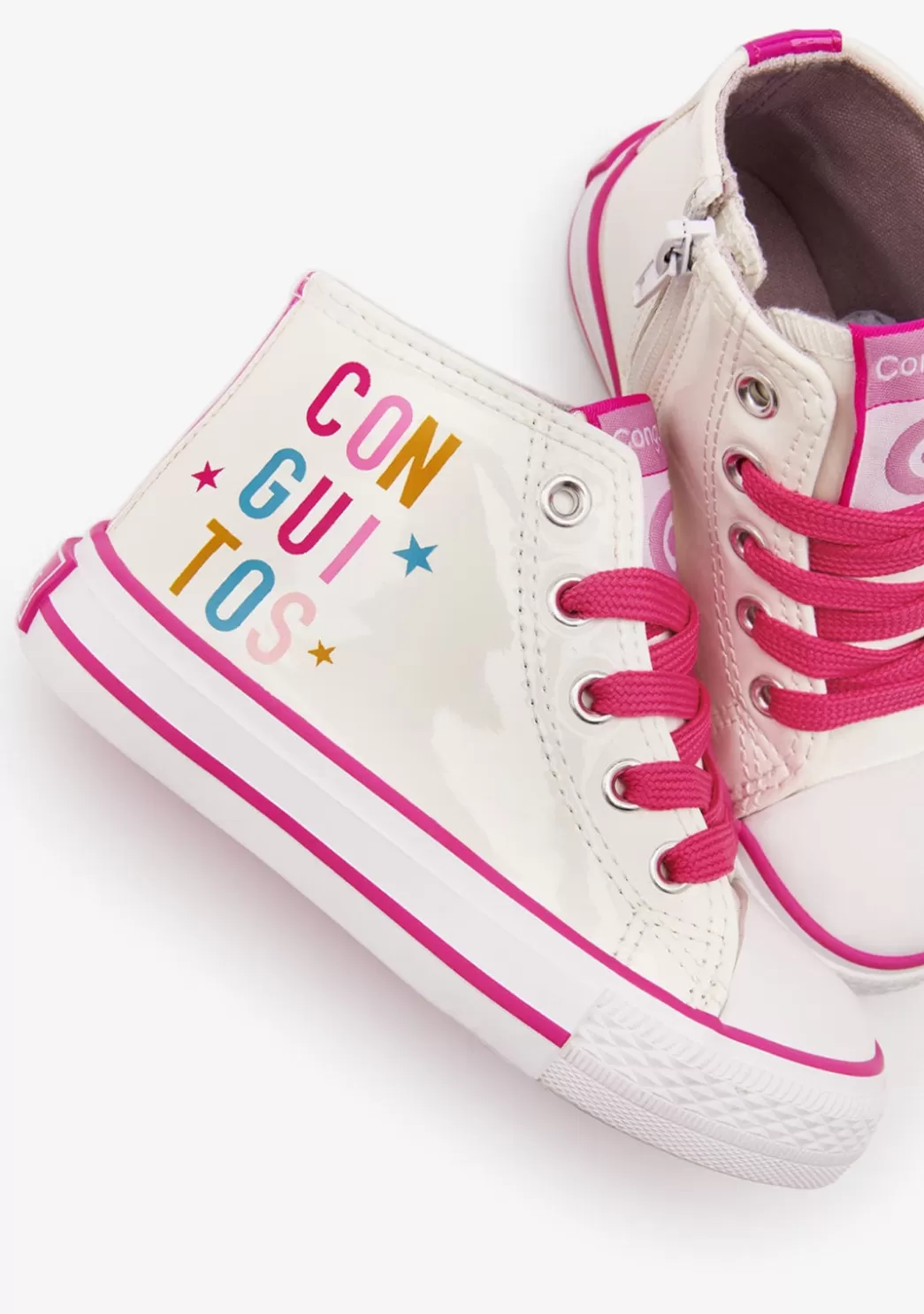 zapatillas_altas_charol_letras_blanco_3.webp Sale Zapatillas Altas Charol Letras Blanco Zapatillas | Zapatillas