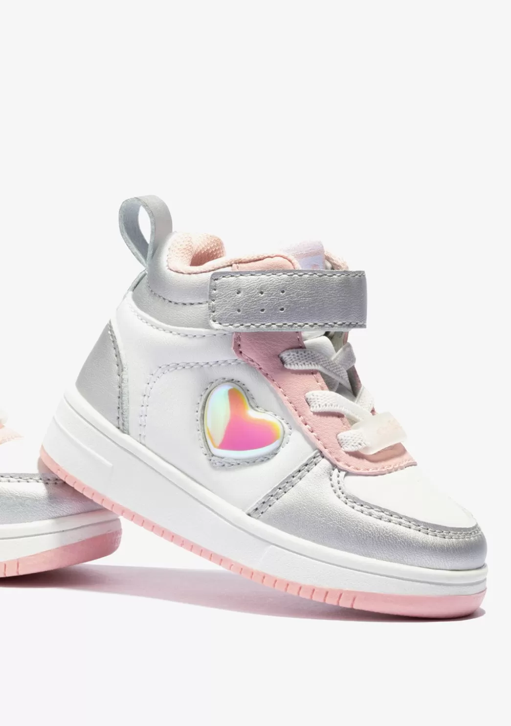 Fashion Zapatillas Altas De Bebé Con Luz Corazón Plata Zapatillas Con Luces | Zapatillas