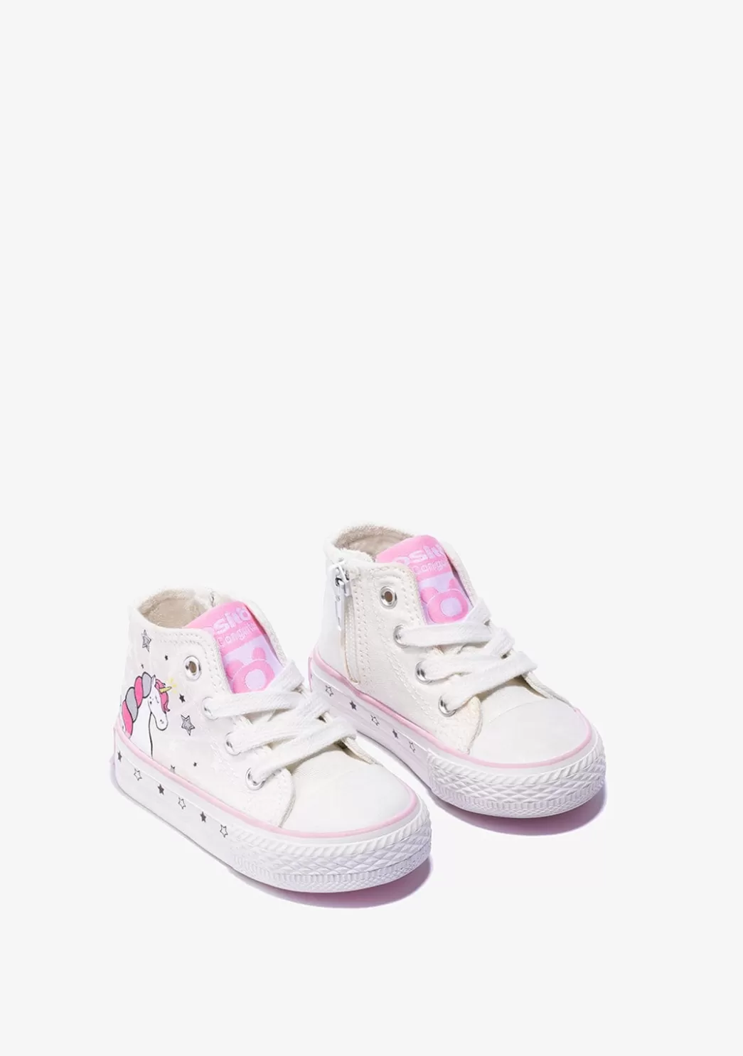 Cheap Zapatillas Altas De Bebé Unicornio Solar Lona Blanco Zapatillas | Zapatillas
