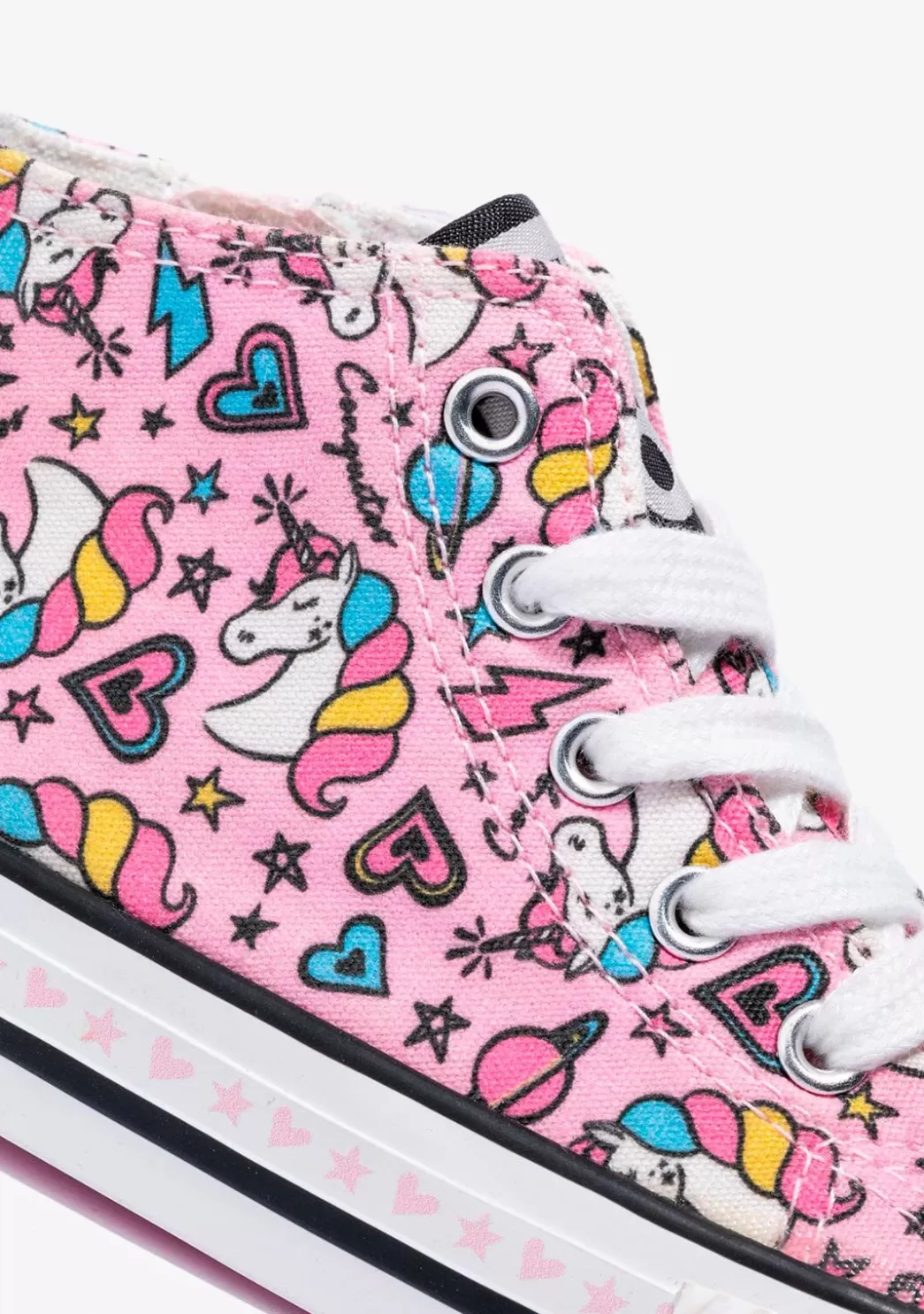 Hot Zapatillas Altas De Niña Cordones Unicornio Lona Rosa Zapatillas