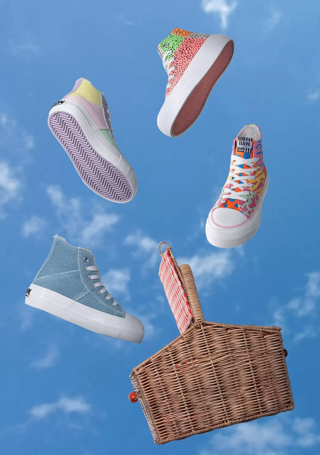 Clearance Zapatillas Altas Patchwork Multicolor B&W Zapatillas | Zapatillas